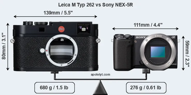 Size Leica M Typ 262 vs Sony NEX-5R