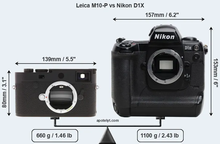 Size Leica M10-P vs Nikon D1X