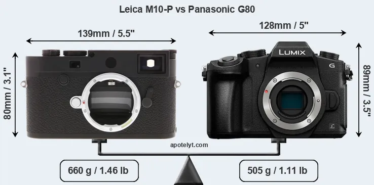 Size Leica M10-P vs Panasonic G80