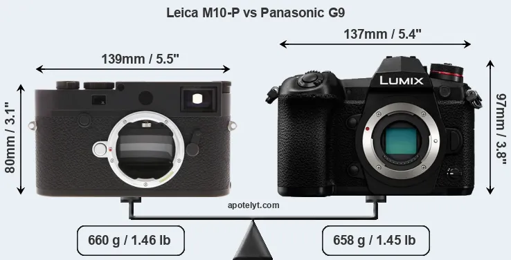 Size Leica M10-P vs Panasonic G9