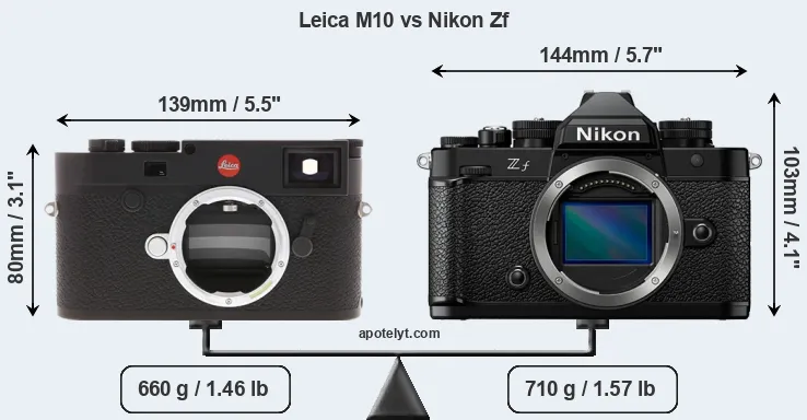 Size Leica M10 vs Nikon Zf