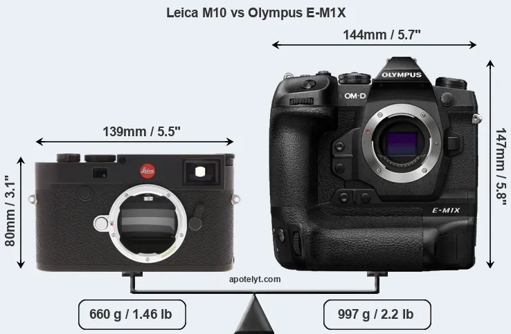 Size Leica M10 vs Olympus E-M1X
