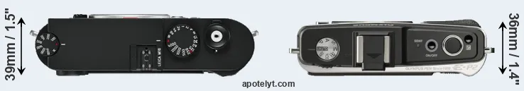 Compare M10 versus E-P2 top