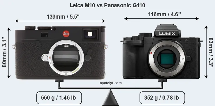 Size Leica M10 vs Panasonic G110