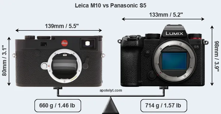 Size Leica M10 vs Panasonic S5