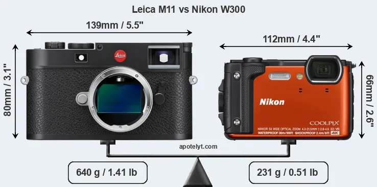 Size Leica M11 vs Nikon W300