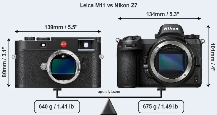 Size Leica M11 vs Nikon Z7
