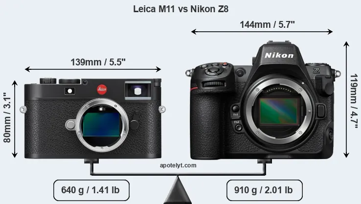 Size Leica M11 vs Nikon Z8