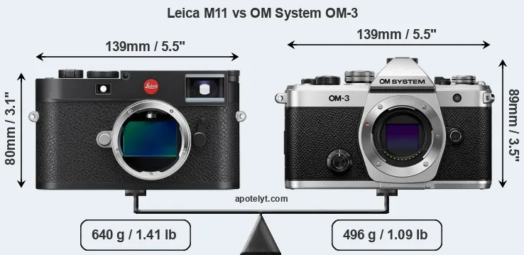 Size Leica M11 vs OM System OM-3