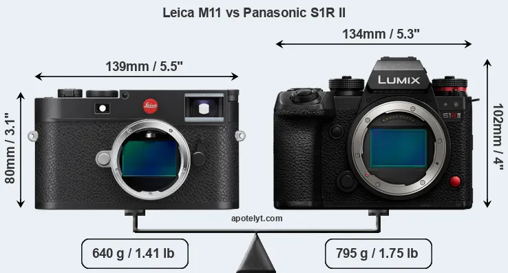 Size Leica M11 vs Panasonic S1R II