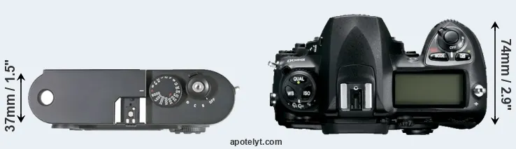 Compare M8 versus D200 top