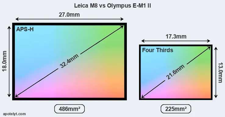 Leica M8 and Olympus E-M1 II sensor measures