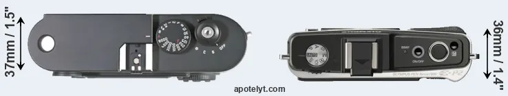 Compare M8 versus E-P2 top