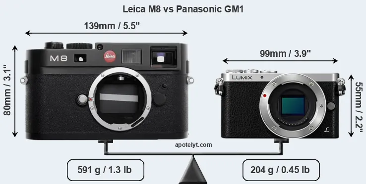 Size Leica M8 vs Panasonic GM1