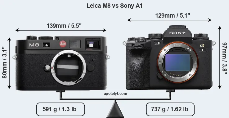 Size Leica M8 vs Sony A1