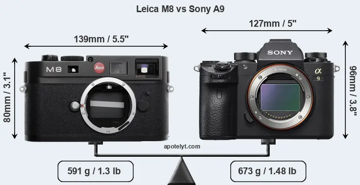 Size Leica M8 vs Sony A9