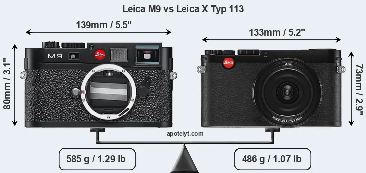 Size Leica M9 vs Leica X Typ 113