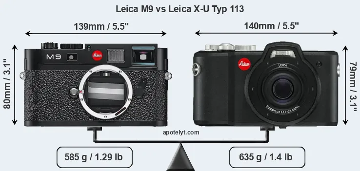 Size Leica M9 vs Leica X-U Typ 113