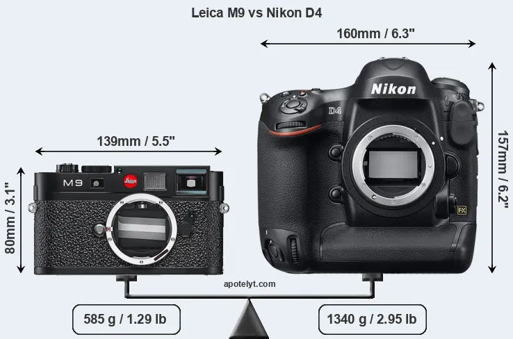 Size Leica M9 vs Nikon D4