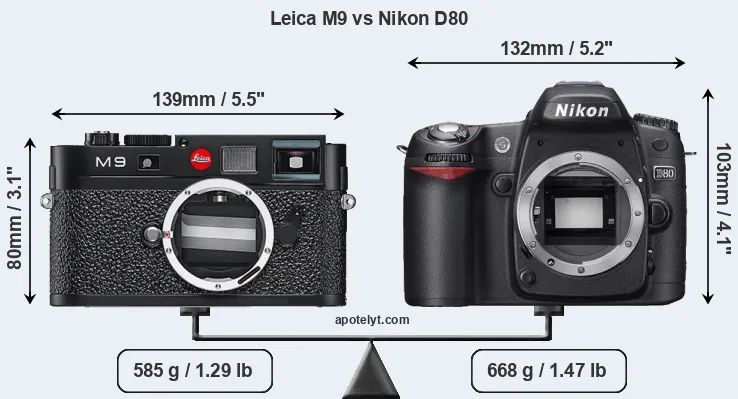 Size Leica M9 vs Nikon D80