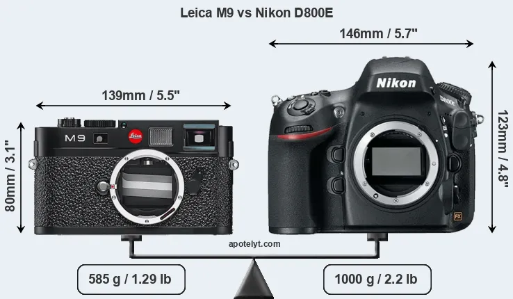 Size Leica M9 vs Nikon D800E