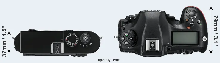 Compare M9 versus D850 top
