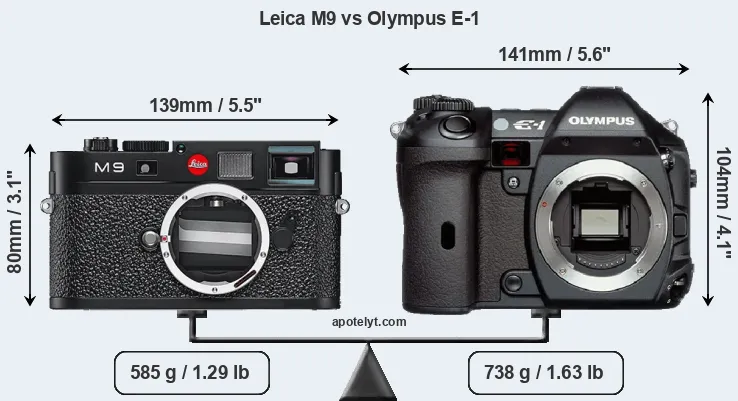 Size Leica M9 vs Olympus E-1