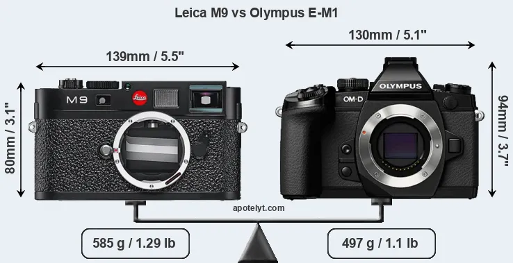 Size Leica M9 vs Olympus E-M1