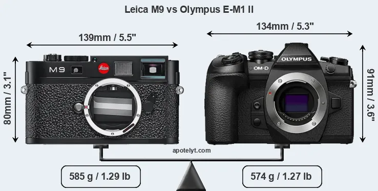Size Leica M9 vs Olympus E-M1 II