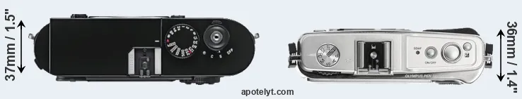 Compare M9 versus E-P1 top
