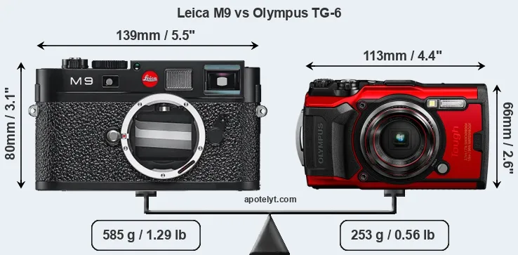 Size Leica M9 vs Olympus TG-6