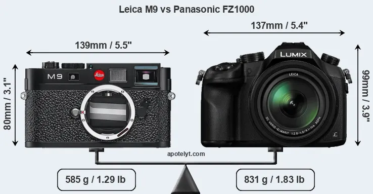 Size Leica M9 vs Panasonic FZ1000