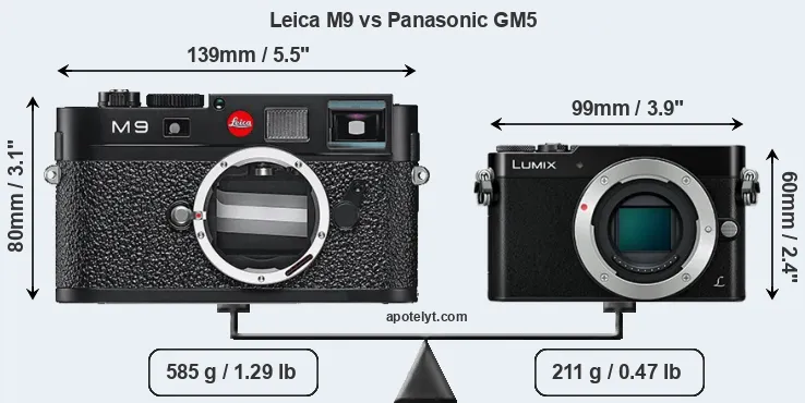 Size Leica M9 vs Panasonic GM5