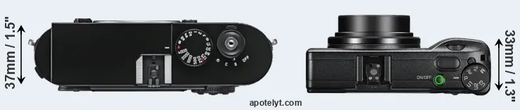 Compare M9 versus GR III top