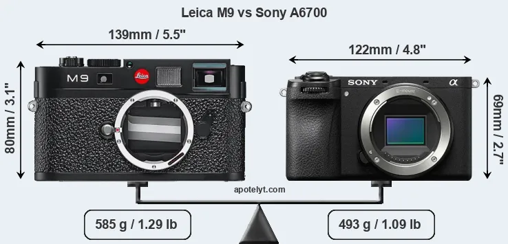 Size Leica M9 vs Sony A6700