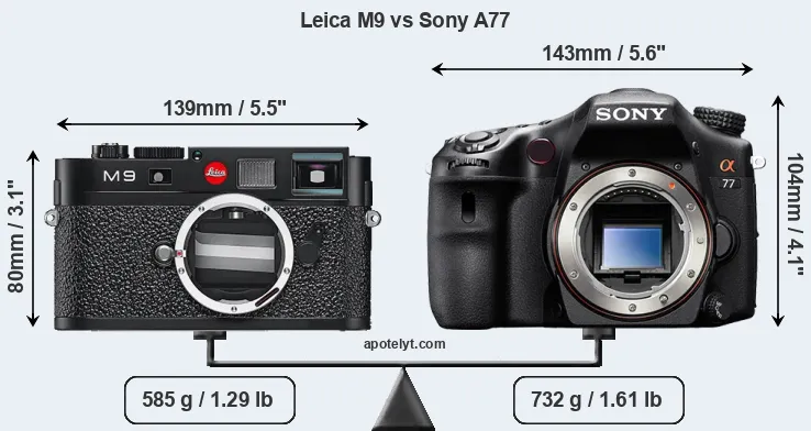 Size Leica M9 vs Sony A77