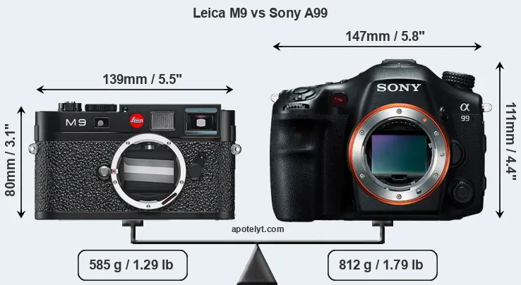 Size Leica M9 vs Sony A99