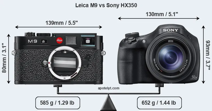 Size Leica M9 vs Sony HX350