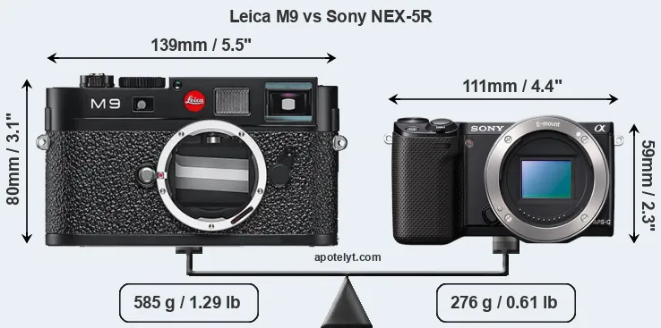 Size Leica M9 vs Sony NEX-5R