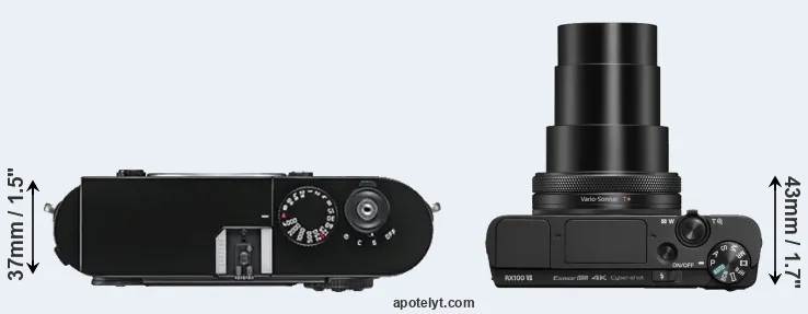 Compare M9 versus RX100 VII top