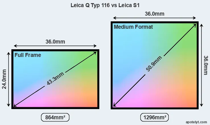 Leica Q Typ 116 and Leica S1 sensor measures
