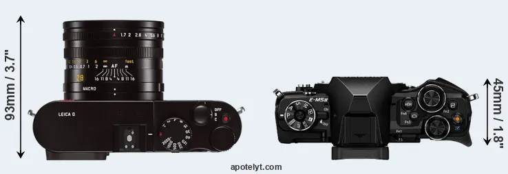 Compare Q Typ 116 versus E-M5 II top