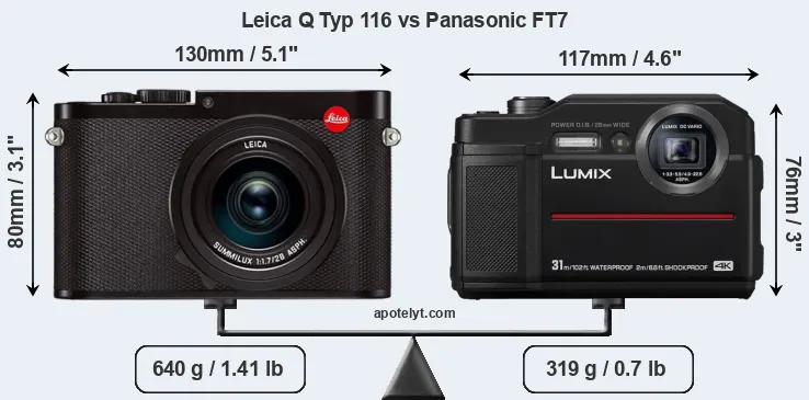 Size Leica Q Typ 116 vs Panasonic FT7