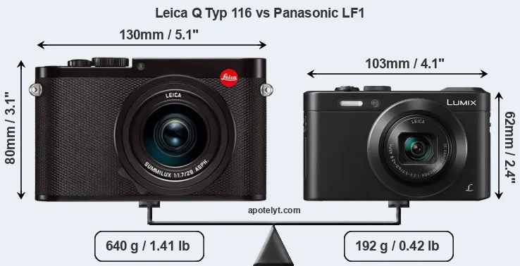 Size Leica Q Typ 116 vs Panasonic LF1