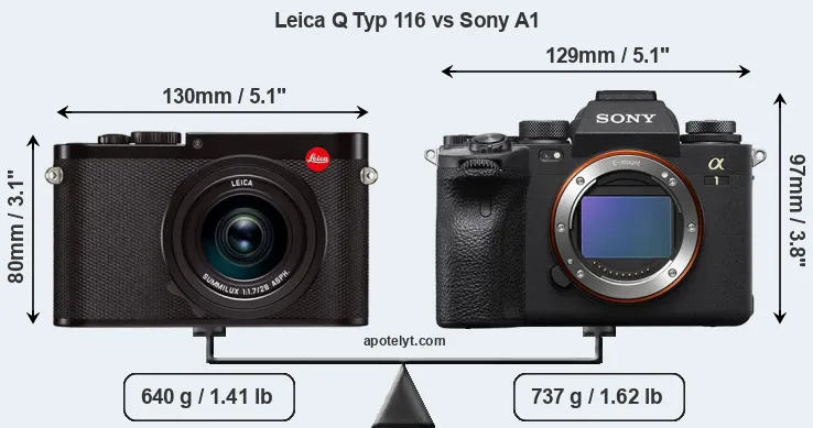 Size Leica Q Typ 116 vs Sony A1