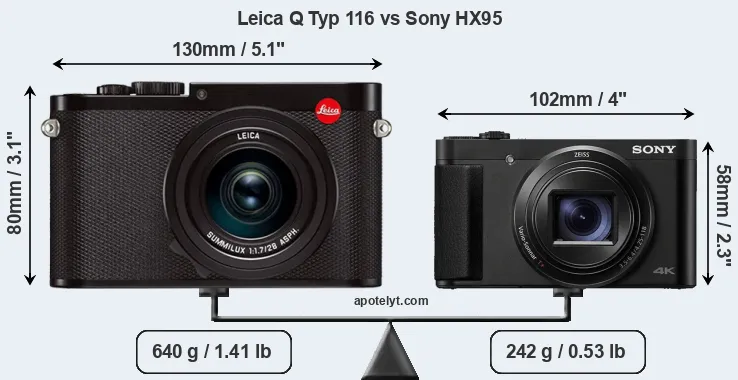 Size Leica Q Typ 116 vs Sony HX95