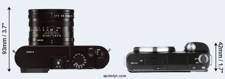 Compare Q Typ 116 versus NEX-F3 top
