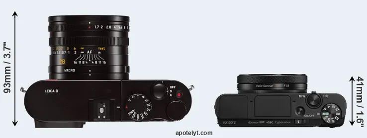 Compare Q Typ 116 versus RX100 V top