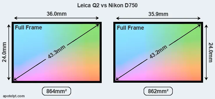 Leica Q2 and Nikon D750 sensor measures