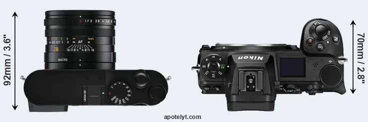 Compare Q2 versus Z6 II top